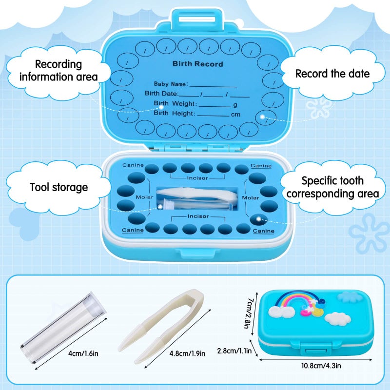 Caffox Tooth Holders for Kids Keepsake  Baby Teeth Keepsake Box  Tooth Saver  Tooth Container for Lost Teeth  Teeth Storage Holder for Tooth Fairy (Blue) - Image 2